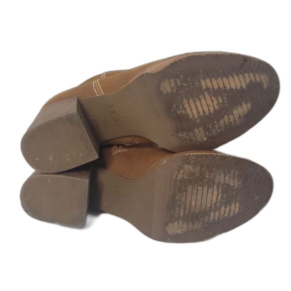 UGG Annie Chestnut Brown Tan Leather Heeled Ankle Booties Boots Women’s 8 - Picture 12 of 13